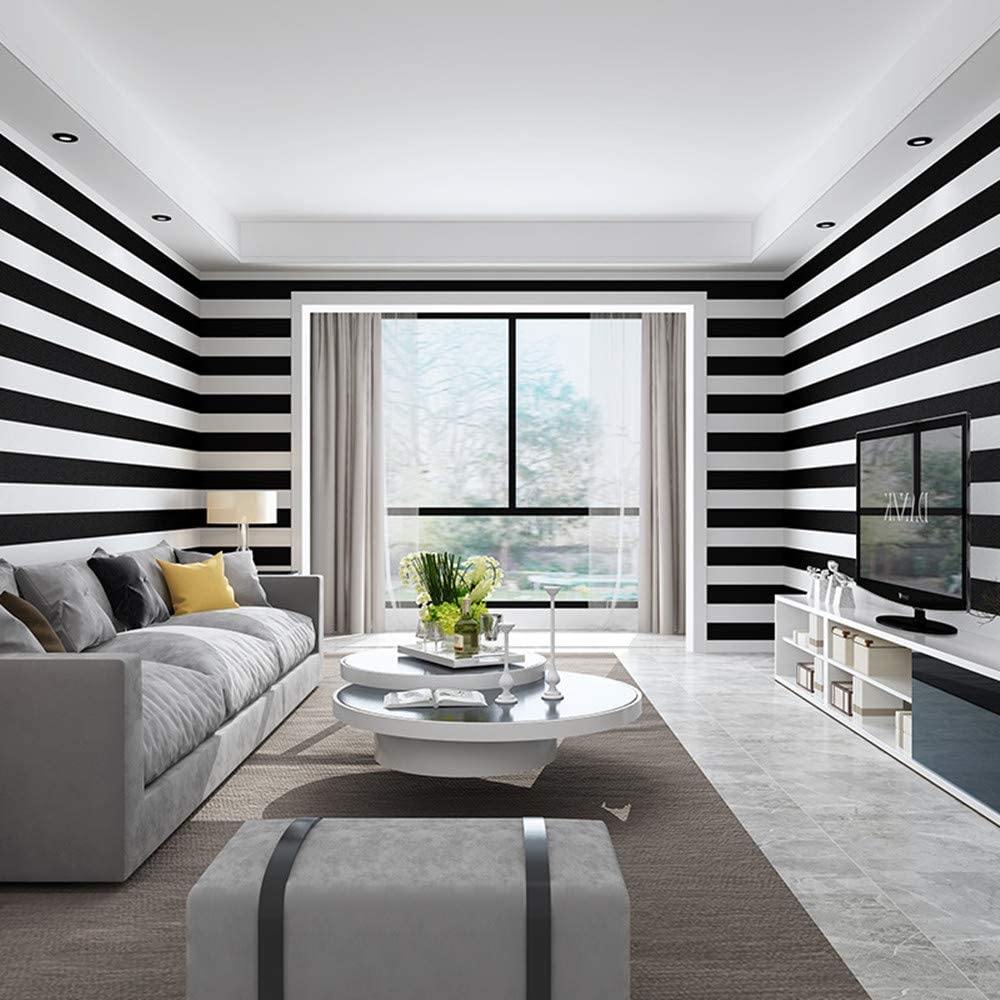 Black And White Straight Stripes Peel and Stick Wallpaper