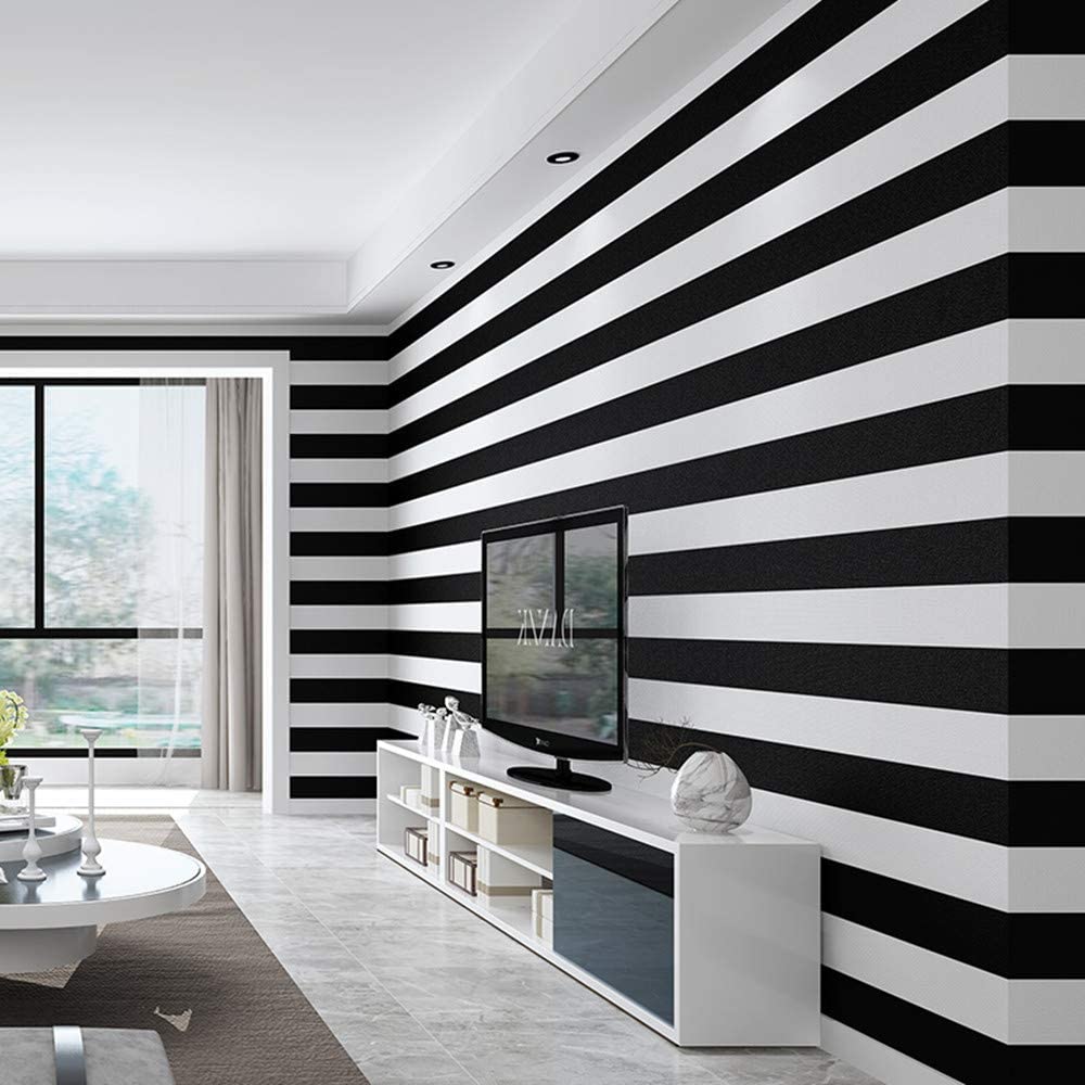 Black And White Straight Stripes Peel and Stick Wallpaper