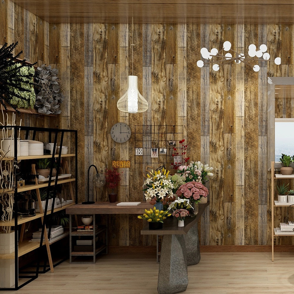 Brown Wood Planks Peel And Stick Wallpaper