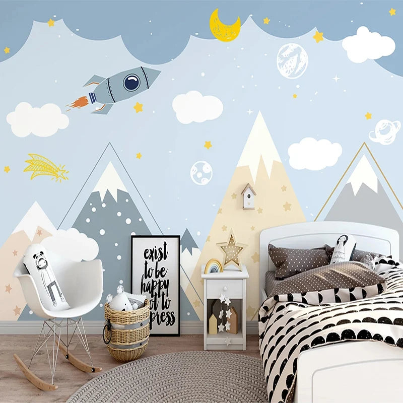 Rocket Adventure Space Kids Room Wall Mural Wallpaper