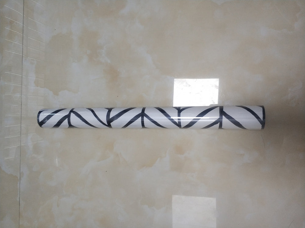 Black White Herringbone Stripes Peel and Stick Wallpaper