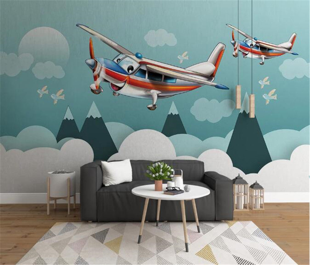 Colorful Planes And Mountains Wallpaper Mural