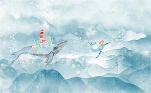 Artistic Watercolor Whale Wallpaper Mural