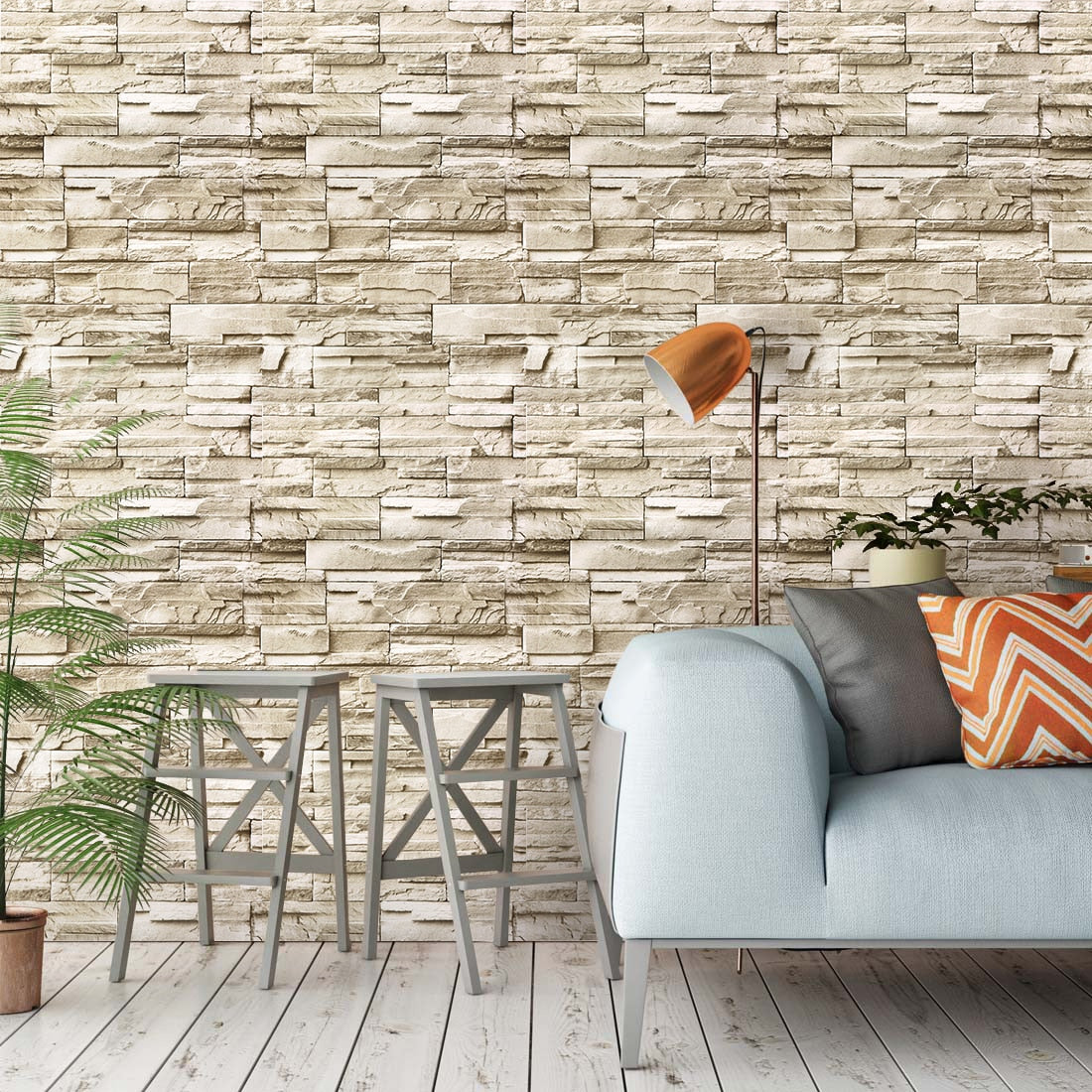 Stones And Bricks Imitation Peel and Stick Wallpaper