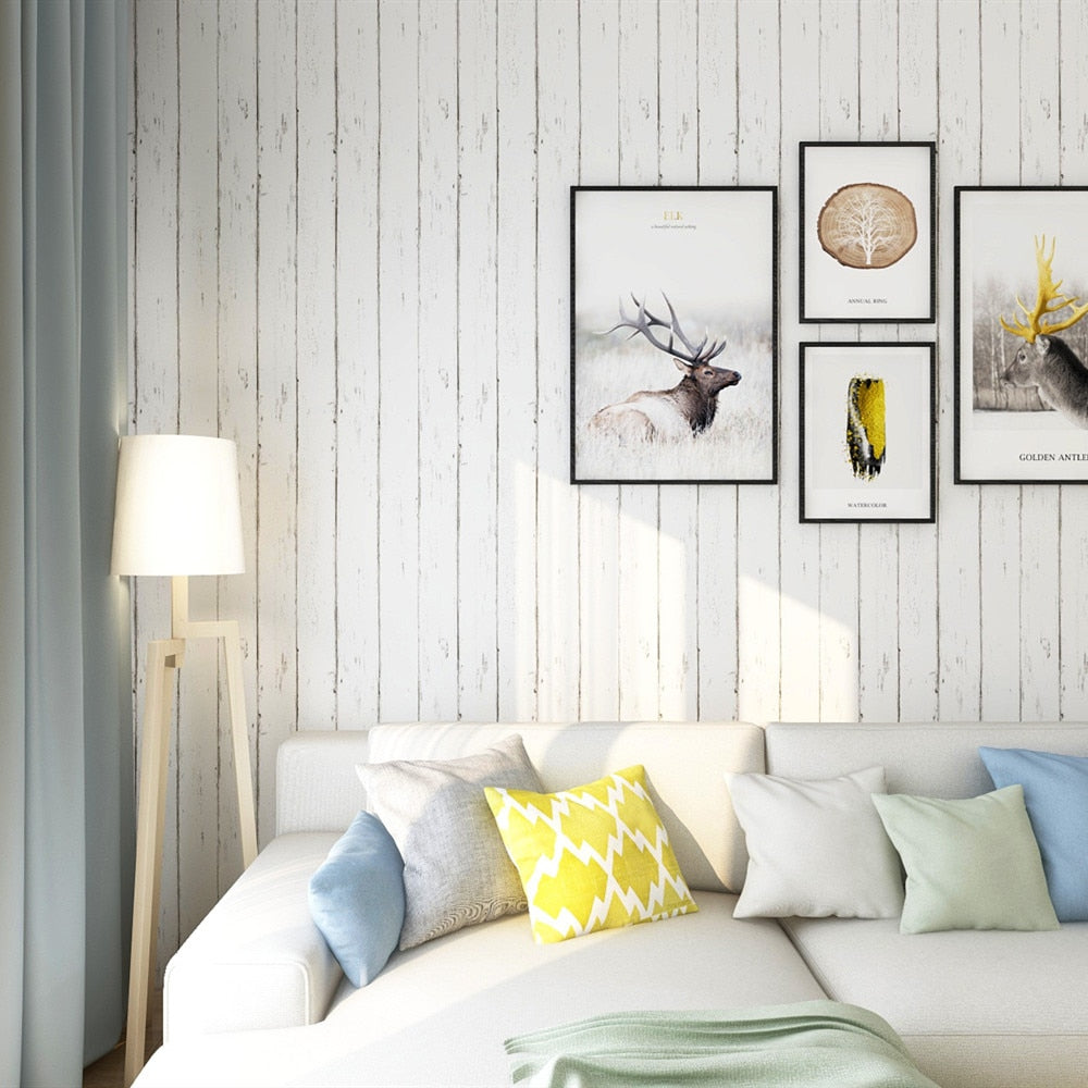 White Wood Planks Self-Adhesive Wallpaper