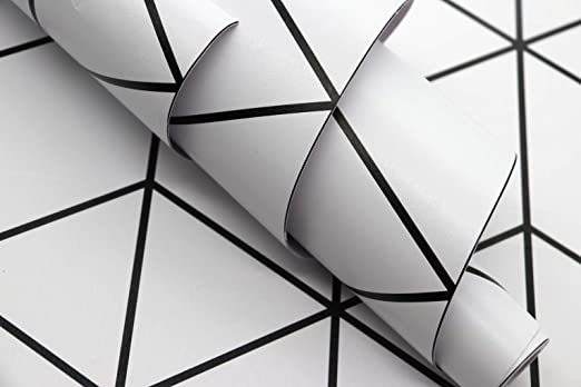 White/Black Hexagon Geometry Peel And Stick Wallpaper