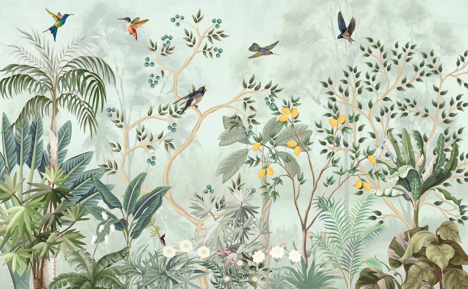 Jungle Plants Lemon Tree Wallpaper Mural
