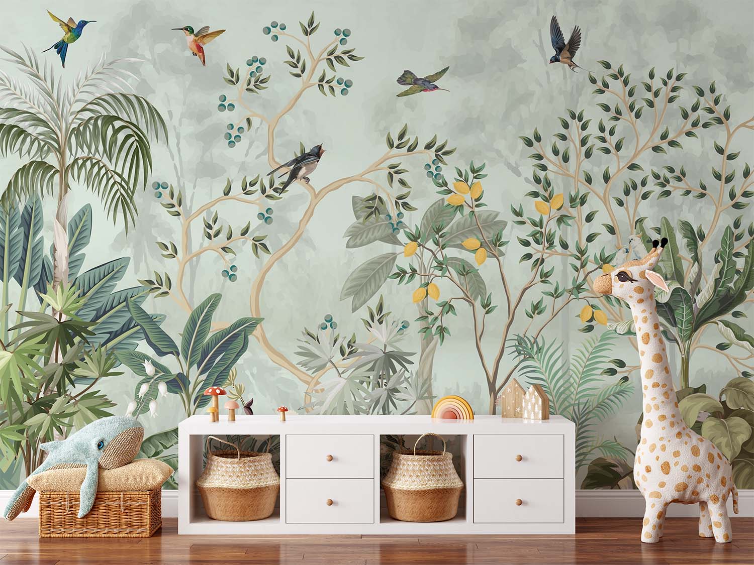 Jungle Plants Lemon Tree Wallpaper Mural
