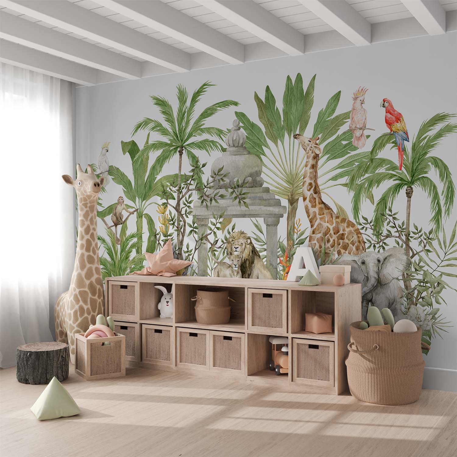 Jungle Wildlife Animals Monument Wallpaper Mural