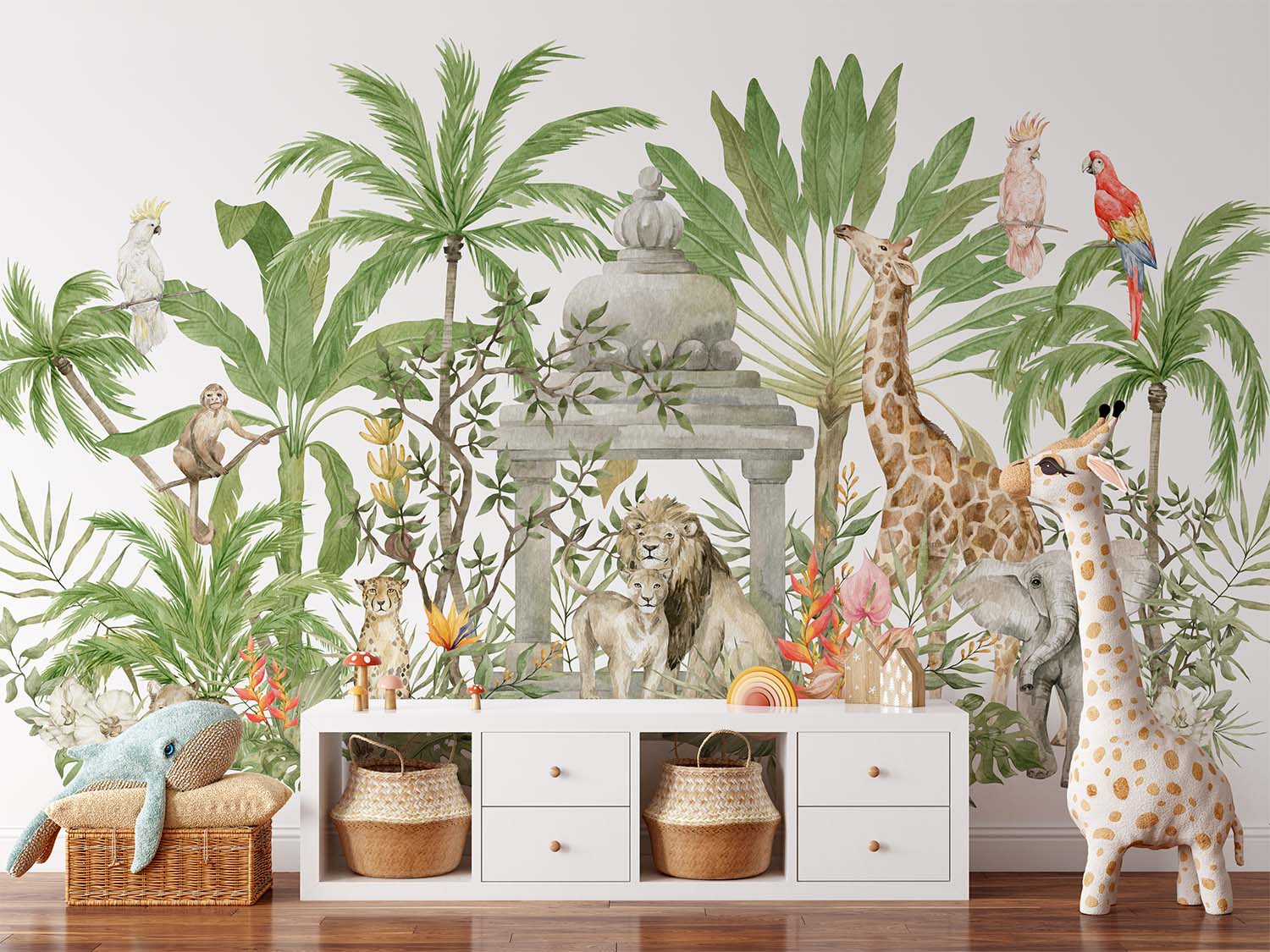 Jungle Wildlife Animals Monument Wallpaper Mural