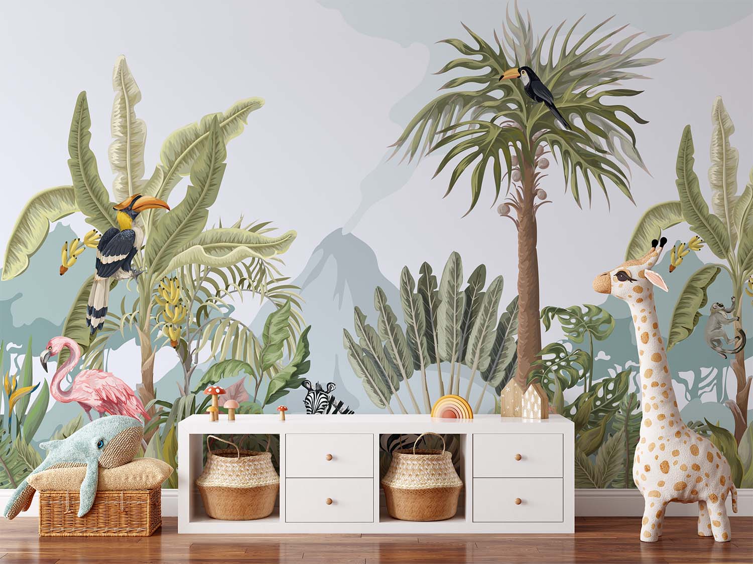 Jungle and Mountains Animals Adventure Wallpaper Mural