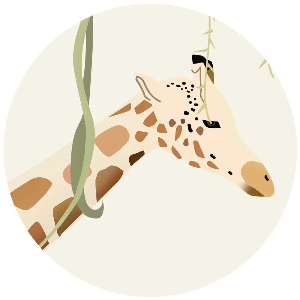 Playful Giraffe And Animals Jungle Wallpaper Mural