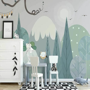 Nordic Forest Bear Kids Wall Mural Wallpaper