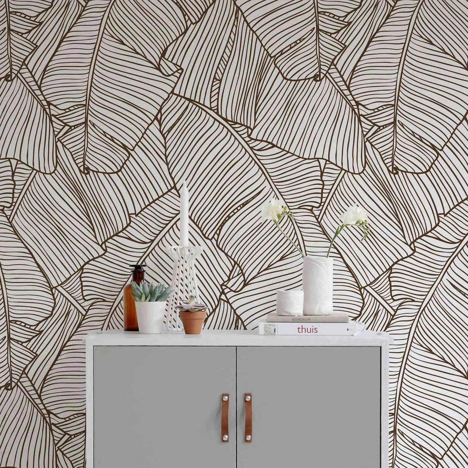 Tropical Banana Leaves Sketch Seamless Wallpaper