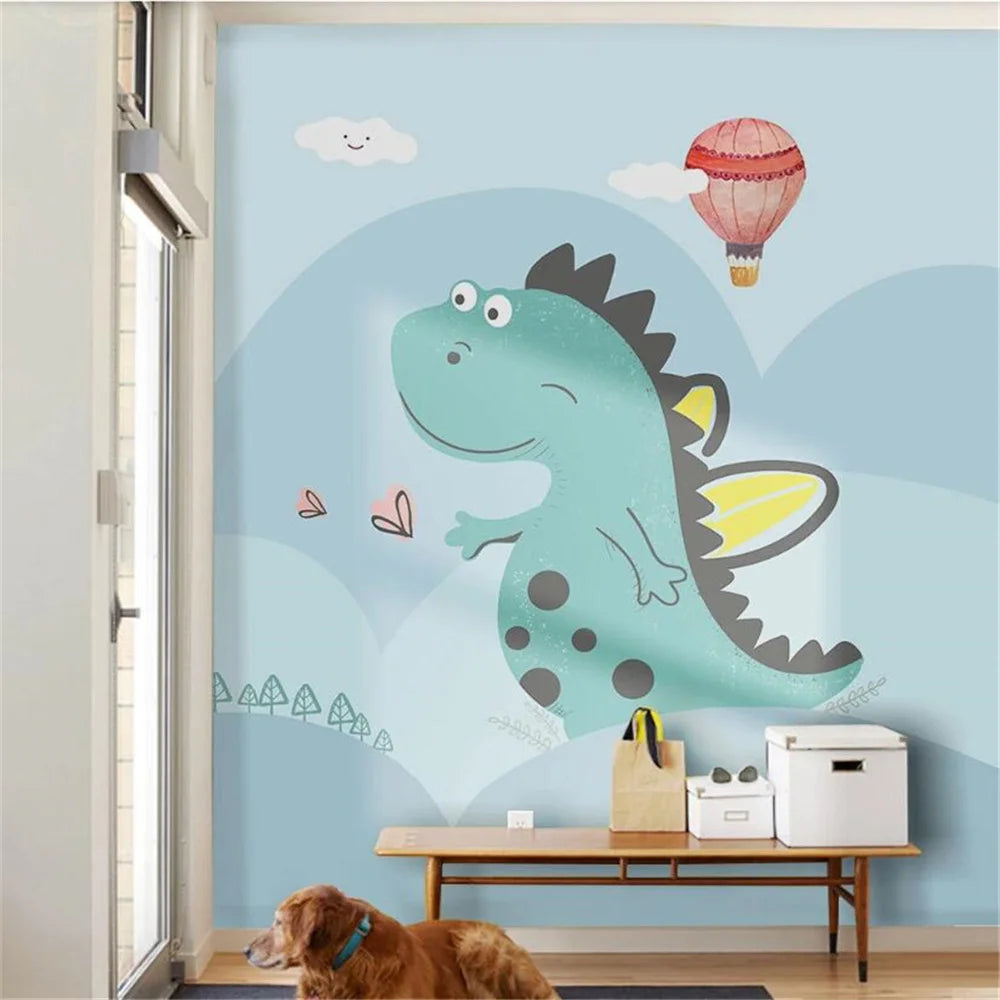 Cute Minimalist Hand-painted Dinosaurs Wallpaper Mural