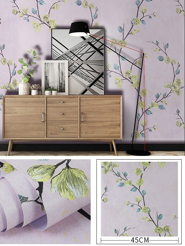 Calming Green Leaf Pattern Peel and Stick Wallpaper