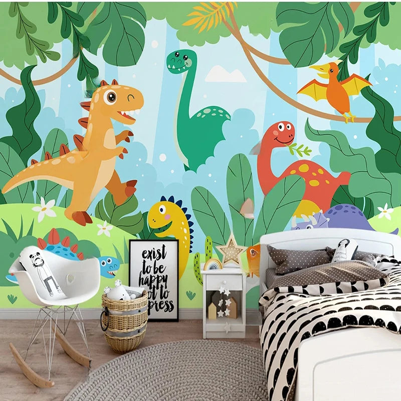 Cartoon Dino Friends Wall Mural Wallpaper
