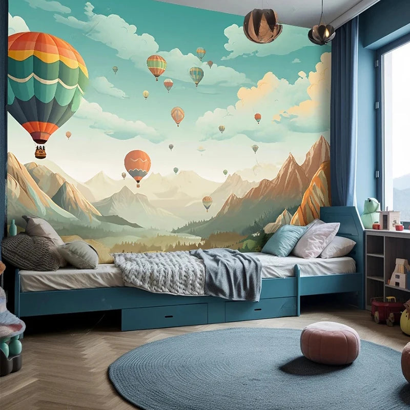 Mountain Landscape Hot Air Balloons Wallpaper Mural