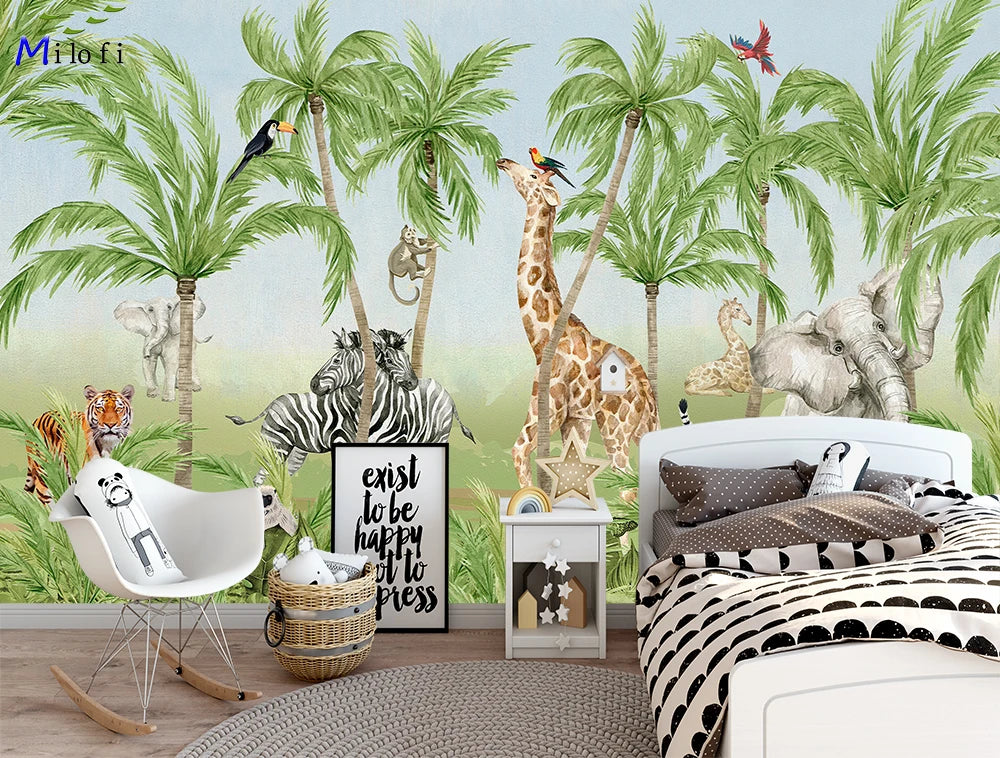 Animals and Palm Trees Safari & Jungle Wallpaper Mural