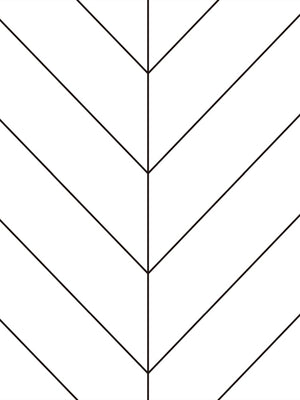 Black White Herringbone Stripes Peel and Stick Wallpaper