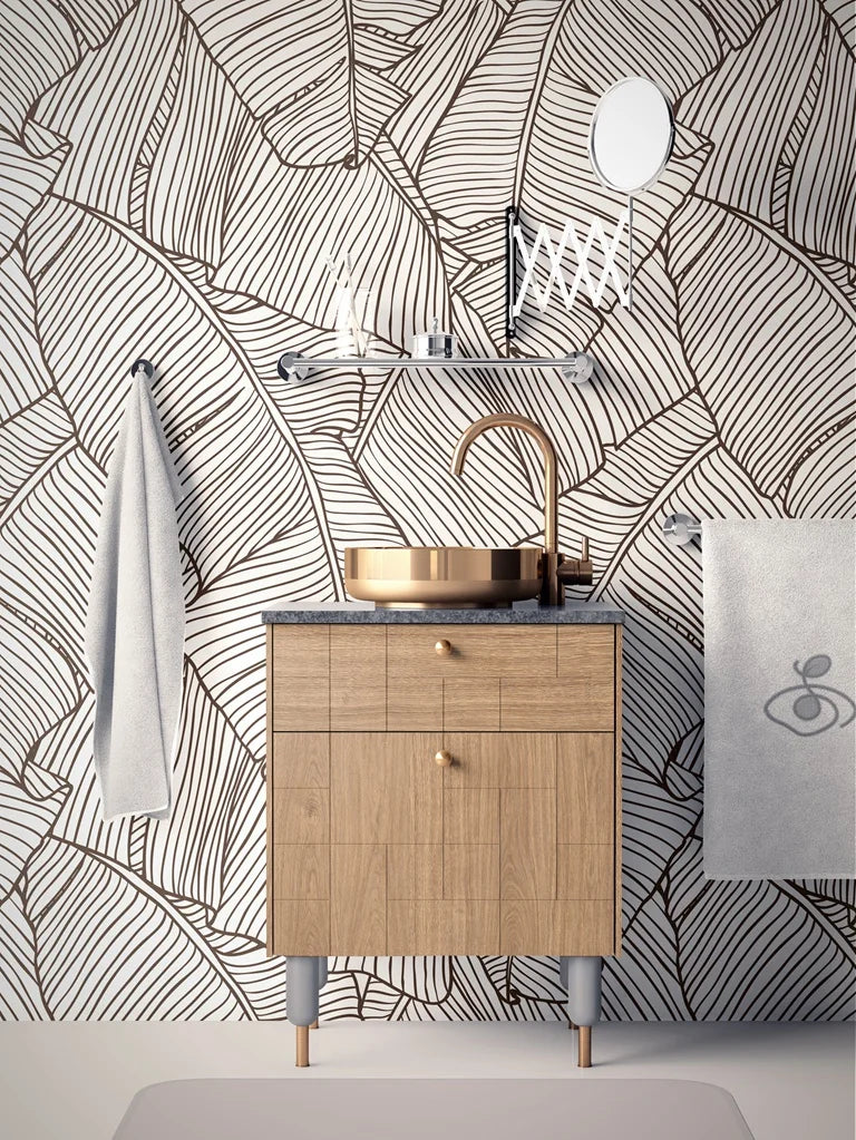 Tropical Banana Leaves Sketch Seamless Wallpaper