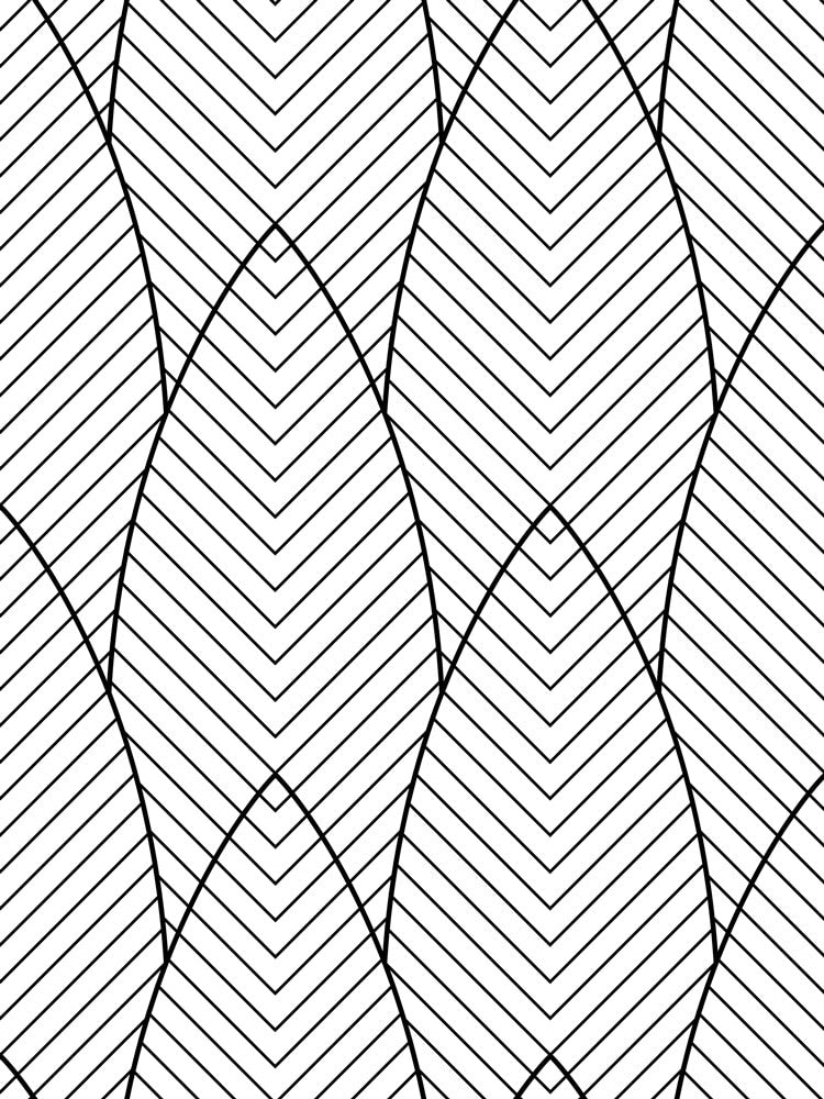 Black White Herringbone Stripes Peel and Stick Wallpaper