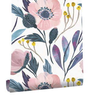 Charming Pink Flowers Peel And Stick Wallpaper