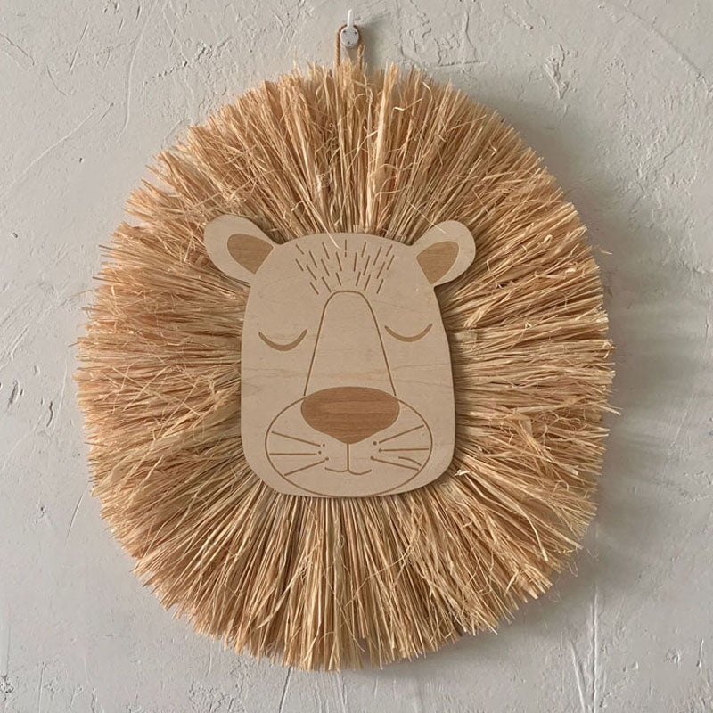 Straw & Woven Lion Wall Hanging