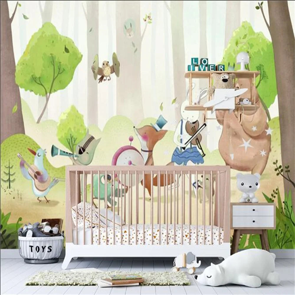 Forest Animal Musicians Wallpaper Mural