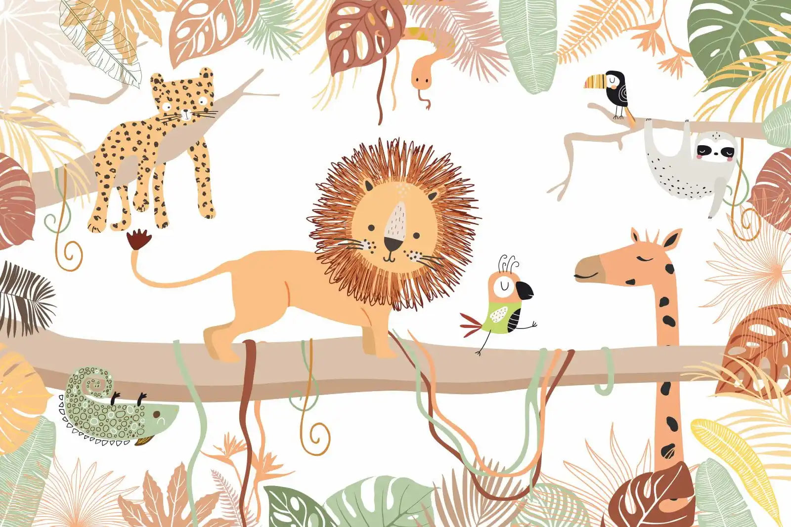 Funny Cartoon Animal Friends Wallpaper Mural