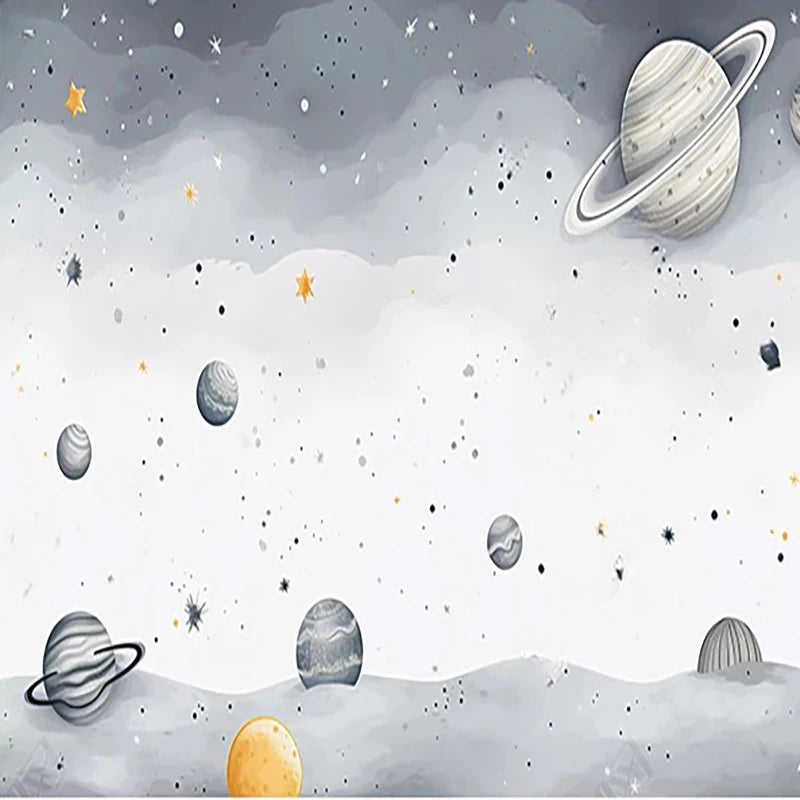 Dreamy Starry Night and Planets Nursery Wall Mural Wallpaper