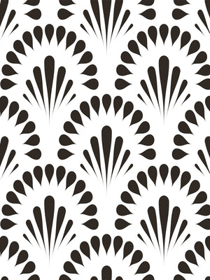 Black White Herringbone Stripes Peel and Stick Wallpaper