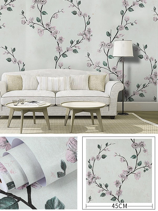 Calming Green Leaf Pattern Peel and Stick Wallpaper