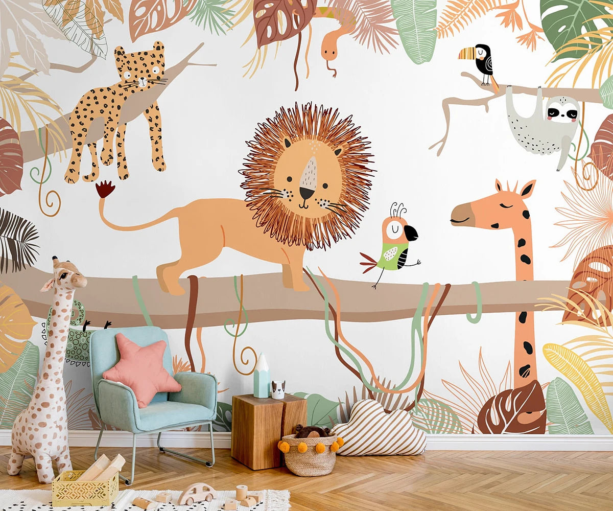 Funny Cartoon Animal Friends Wallpaper Mural
