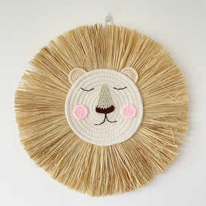 Straw & Woven Lion Wall Hanging