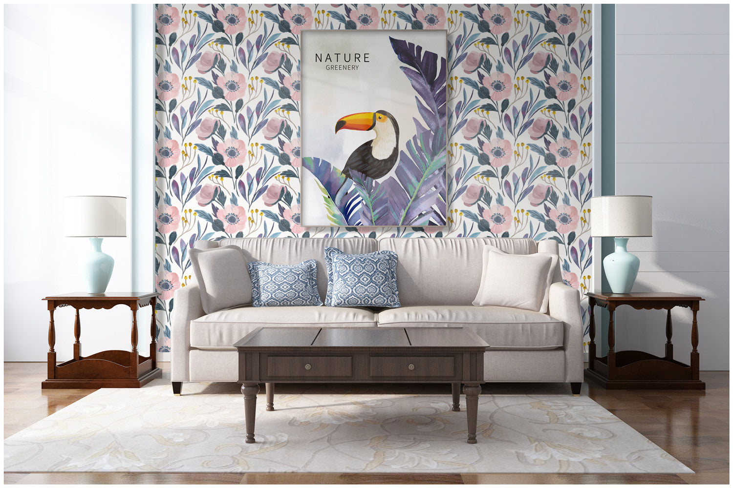 Charming Pink Flowers Peel And Stick Wallpaper