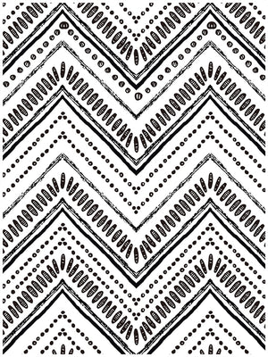 Black White Herringbone Stripes Peel and Stick Wallpaper