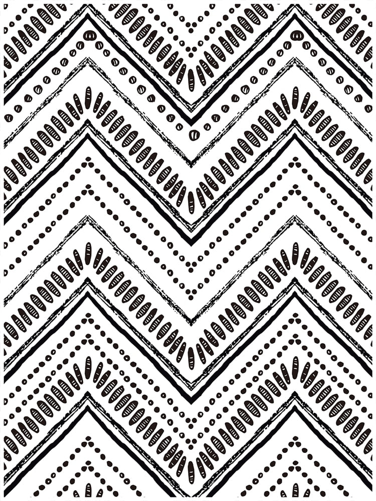 Black White Herringbone Stripes Peel and Stick Wallpaper