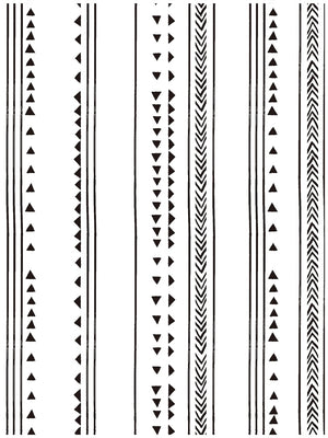 Black White Herringbone Stripes Peel and Stick Wallpaper