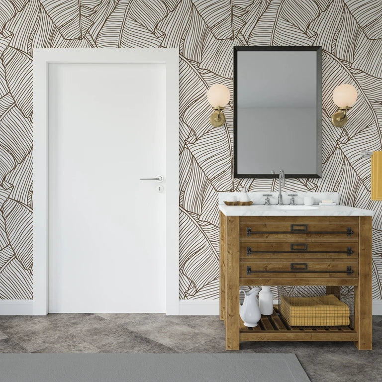 Tropical Banana Leaves Sketch Seamless Wallpaper