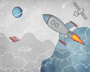 Abstract Rocket In The Space Wallpaper Mural