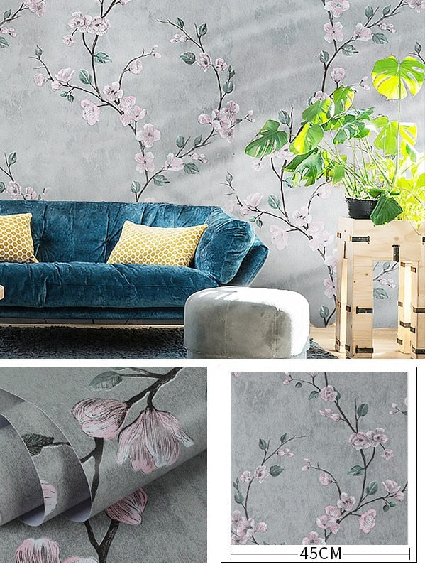 Calming Green Leaf Pattern Peel and Stick Wallpaper