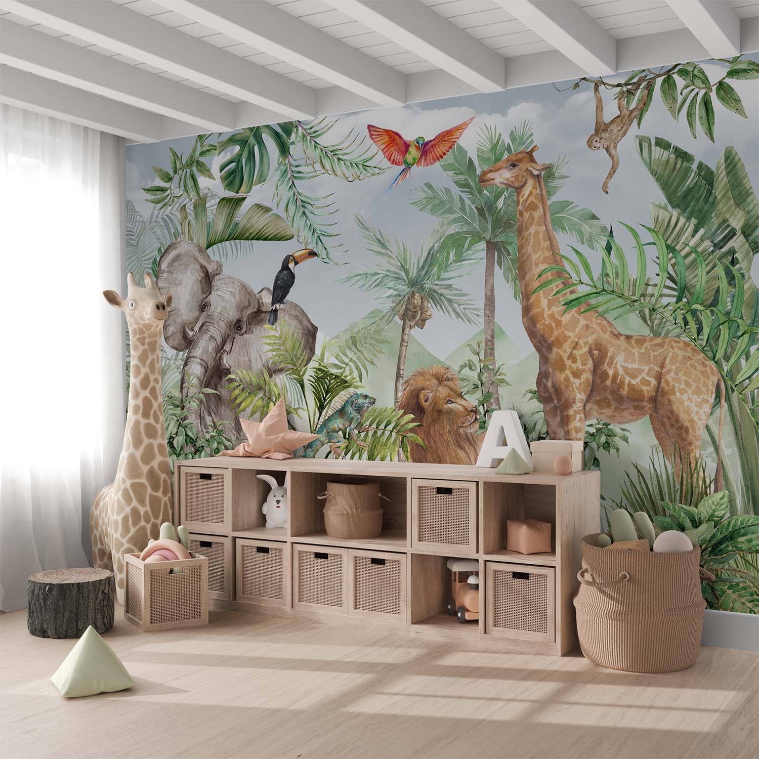 Tropical Wildlife Animals Jungle & Safari Blue Sky Wallpaper Mural