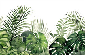 Watercolor Green Jungle Leaves Wallpaper Mural