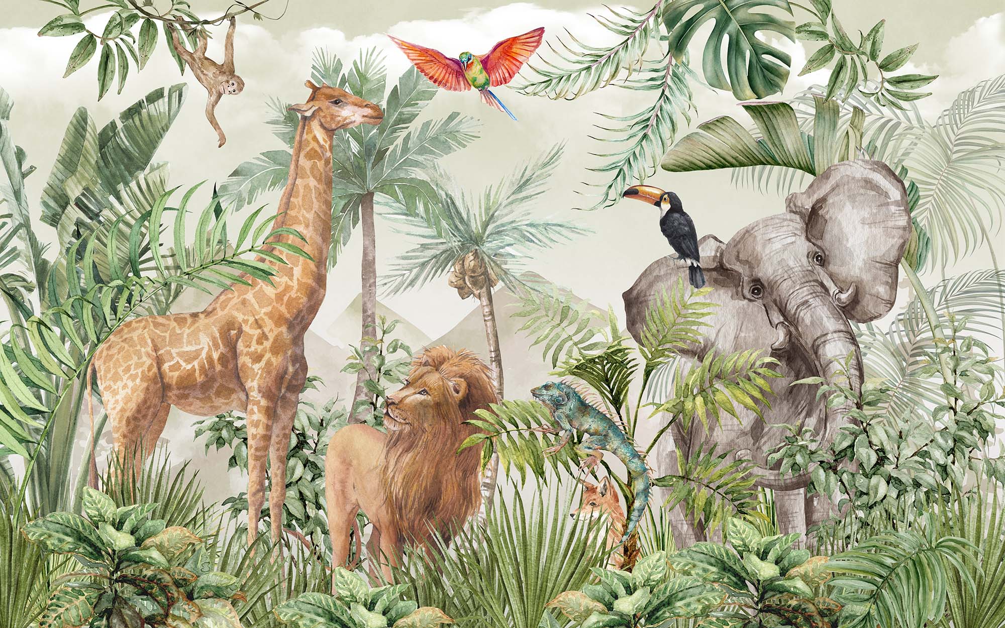 Tropical Wildlife Animals Jungle & Safari Wallpaper Mural