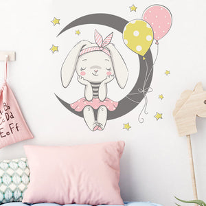 Cartoon Wall Decals Creative Little Rabbits