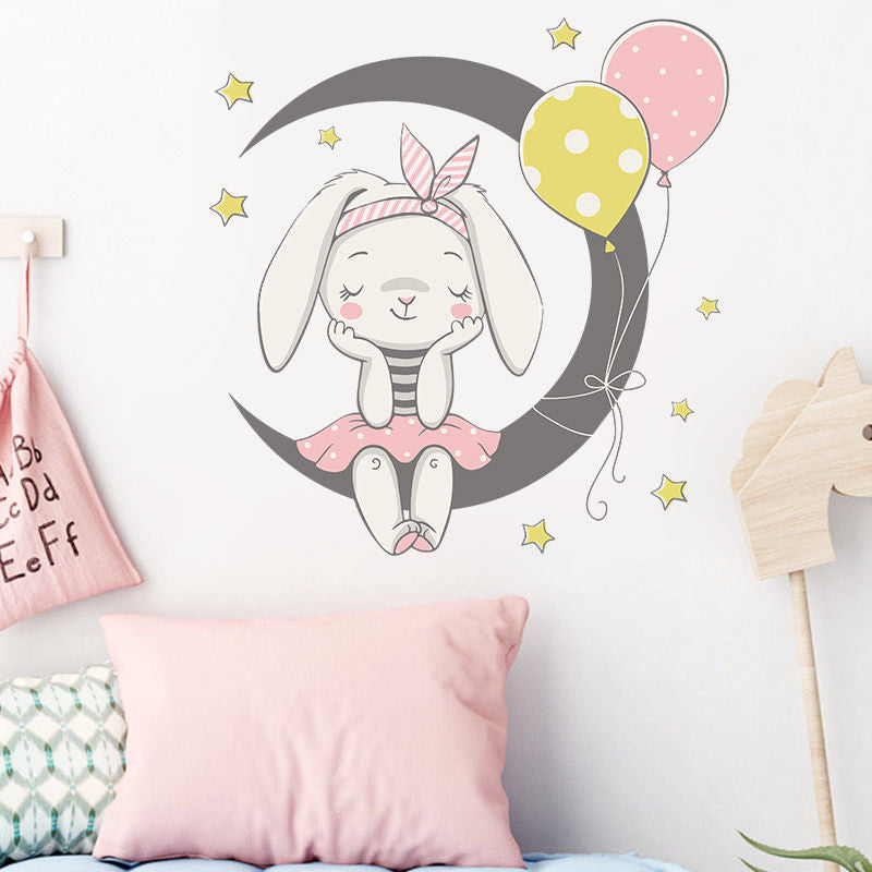 Cartoon Wall Decals Creative Little Rabbits