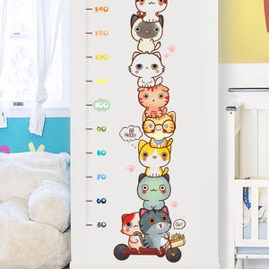 Cartoon Wall Decals Little Cats Height Meter