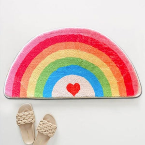 Semicircle Area Rug Cartoon Rainbows