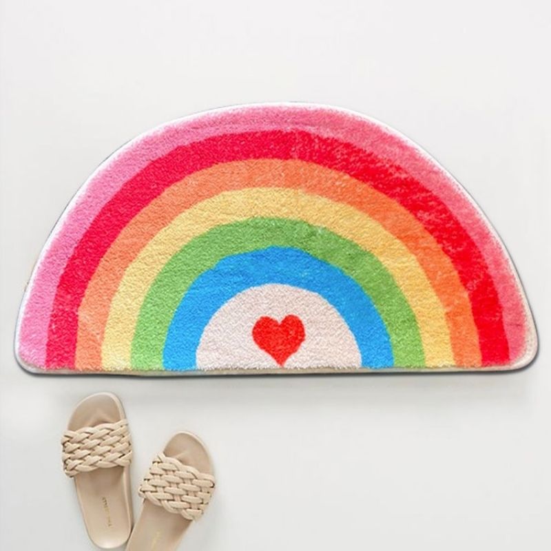 Semicircle Area Rug Cartoon Rainbows